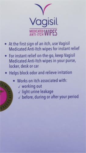 Vagisil Anti-Itch Medicated Feminine Intimate Wipes for Women, Maximum Strength, Gynecologist Tested Vagisil uk supplements