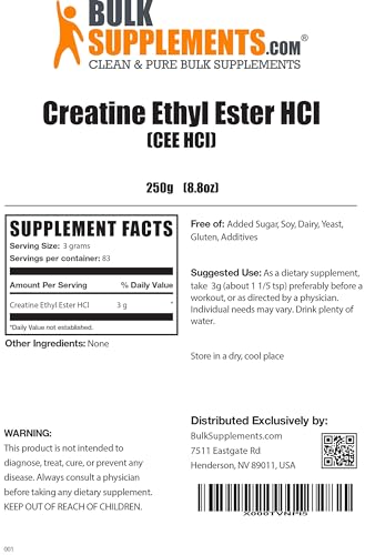 BULKSUPPLEMENTS.COM Creatine Ethyl Ester HCl Powder - Creatine Pre Workout Powder BULKSUPPLEMENTS.COM uk supplements