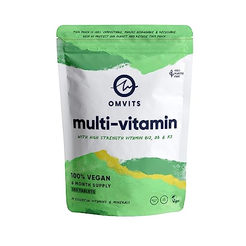 Vegan Multivitamins & Minerals - With High Strength Vitamin B12, D3, K2 & Iron Omvits uk supplements