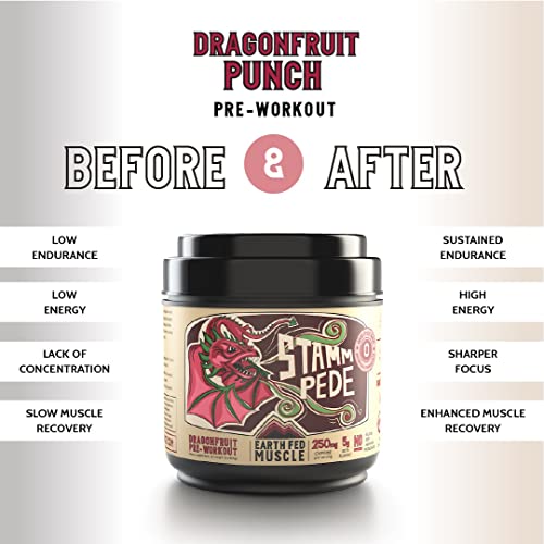 Earth Fed Muscle Stammpede DragoFruit Punch Pre Workout, 30 Servings, Boost Energy Earth Fed Muscle uk supplements