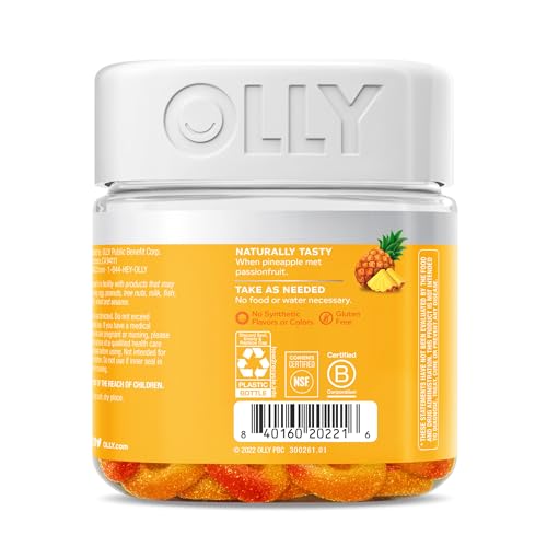 OLLY Post-Game Recover Workout Gummy Rings, Vitamin D, Turmeric, Electrolytes, Pineapple OLLY uk supplements