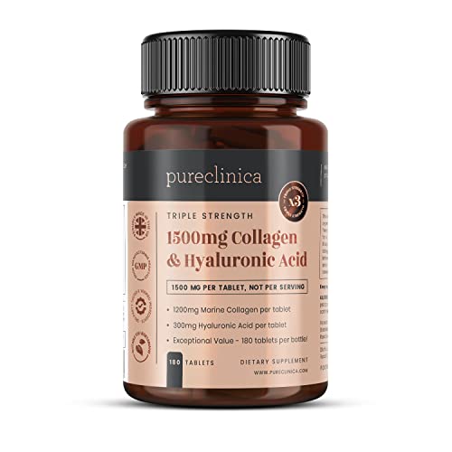 UltraColl Collagen & Hyaluronic Acid 1500mg x 180 Tablets - 6 Months Supply Pureclinica uk supplements