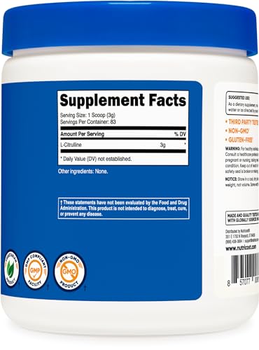 Nutricost Pure L-Citrulline (Base) Powder 250 Grams Nutricost uk supplements