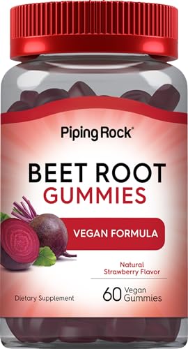 Beet Root Gummies | 60 Count | with Nitrates and Black Pepper Extract | Nitric Oxide Piping Rock uk supplements