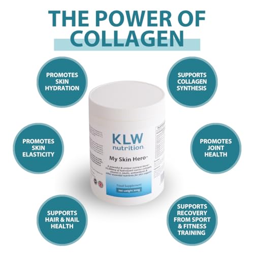Marine Collagen Powder 10,000mg - with Vitamin C, Zinc, Biotin, Hyaluronic Acid - No fillers, sweeteners or additives KLW Nutrition uk supplements