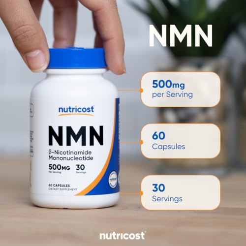 Nutricost NMN (Nicotinamide Mononucleotide) 500mg, 60 Capsules - Vegetarian Friendly, 30 Servings, Gluten Free, GMO Free Nutricost uk supplements