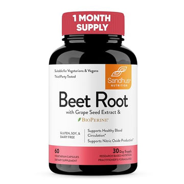 Sandhu's Beet Root Powder Capsules with Bioperine| 60 Capsules, 60 Days Supply Sandhu's uk supplements