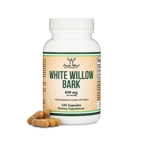 White Willow Bark Capsules 800mg per Serving, 120 Count (Willow Bark Extract Std. Double Wood Supplements uk supplements