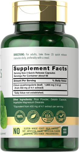Carlyle Cissus Quadrangularis 1800mg | 200 Capsules | Traditional Herb Extract Carlyle uk supplements