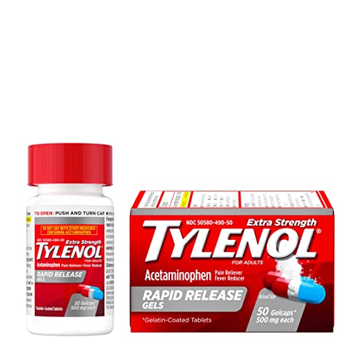 Tylenol Extra Strength Acetaminophen Rapid Release Gels for Pain & Fever, 50 Count Tylenol uk supplements