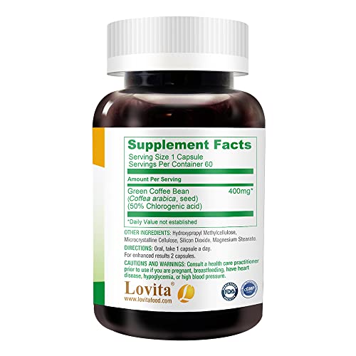 Lovita High-Potency Green Coffee Extract: 1600mg Equivalent, 50% Chlorogenic Acid Lovita uk supplements