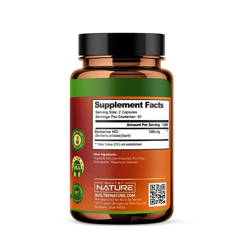 Berberine 1200mg - 100% Pure Berberine HCl Supplement, High Strength Berberine Built by Nature uk supplements