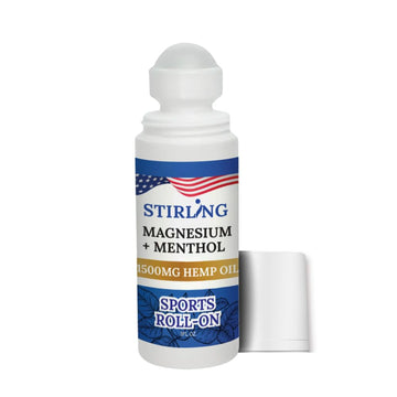 Stirling Menthol Roll On Lotion with Magnesium and 1500mg Pure Hemp - Non-GMO, THC-Free - Fast-Acting Relief for Sore Muscles and Joints, Reduces Swelling and Redness, Promotes Post-Workout Recovery STIRLING uk supplements