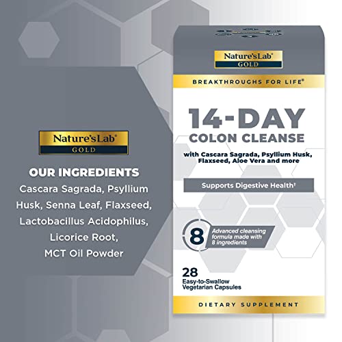 Nature's Lab Gold 14 Day Colon Cleanse* - Blend of Probiotics, Fiber, Flavonoids Nature's Lab uk supplements