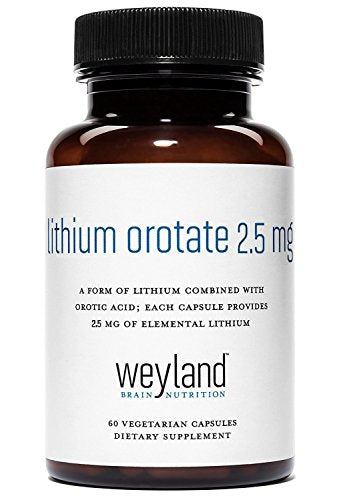 Lithium Orotate 2.5mg (1 Bottle), 60 Vegetarian Capsules, Lithium Supple Weyland Brain Nutrition uk supplements
