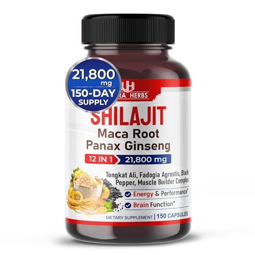Shilajit Pure Himalayan 21,800mg - Energy Booster 85% Fulvic Acid, Maca Root ULTRA HERBS uk supplements
