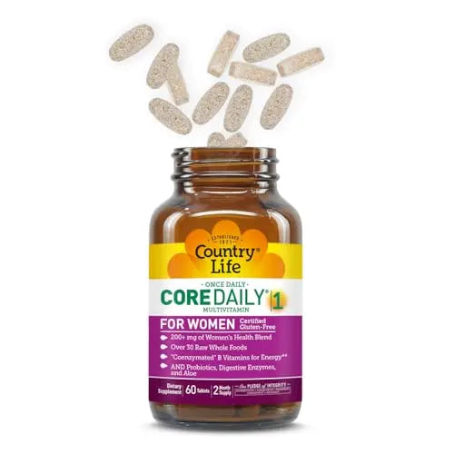 Country Life Women’s Core 1 Daily Multivitamin with Iron, Cranberry, Probiotics, and Digestive Enzymes-Certified Gluten-Free Formula for Energy Country Life uk supplements