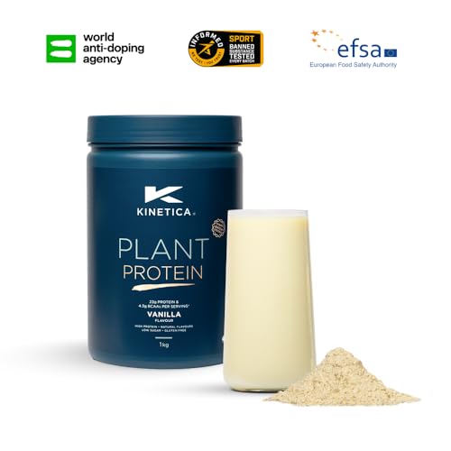 Kinetica Vanilla Flavour Plant Protein 1kg | Blend of Pea and Rice Protein | Vegan Kinetica uk supplements