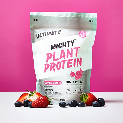 Mighty Ultimate Vegan Protein Powder, Super Berry Flavour, (17 Servings, 510g Bag without Scoop) MIGHTY uk supplements