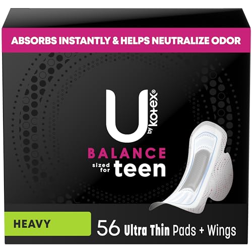 U by Kotex Balance Sized for Teens Ultra Thin Pads with Wings, Heavy Absorbency, 56 Count U by Kotex uk supplements