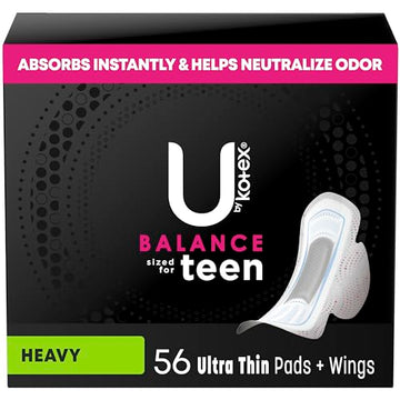 U by Kotex Balance Sized for Teens Ultra Thin Pads with Wings, Heavy Absorbency, 56 Count U by Kotex uk supplements