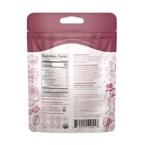 KOS Organic Beet Root Powder, USDA Certified - Natural Nitric Oxide Booster, Superfood KOS uk supplements