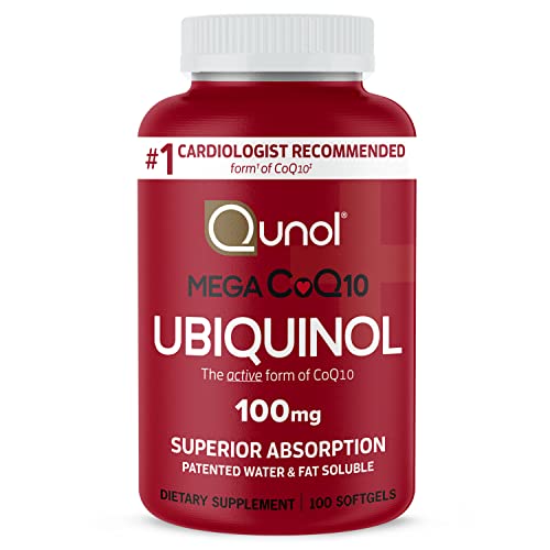 Qunol Mega Ubiquinol 100mg CoQ10, Superior Absorption, Patented Water and Fat Soluble Qunol uk supplements