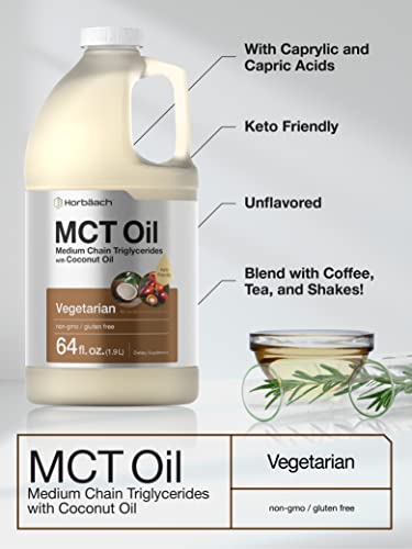 MCT Oil 64 oz | 100% Pure | Blends with Coffee, Tea, Juice and Liquids | Value Size Unflavo Horbäach uk supplements