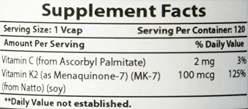 Best Naturals MK-7 Vitamin K2 100 mcg 120 Vcaps Best Naturals uk supplements