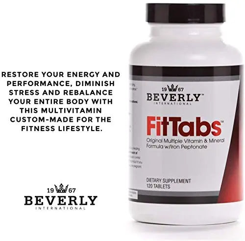 Beverly International Fit Tabs Daily Multi-Vitamin/Mineral with Iron Peptonate,120 Tablets. (30 Servings) Notice The Difference Beverly International uk supplements