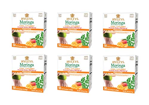 Hyleys Tea Moringa Oleifera with Mango Flavor - 50 Tea Bags (6 Pack - 300 Tea Bags total) (Miracle Tree Tea) HYLEYS uk supplements