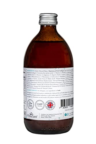 VitaZam Marine Collagen Liquid 10000mg with Hyaluronic Acid, Hydrolysed Peptide, Biotin for Hair, Skin, Nails, Joint, and Muscles, 500 ml VitaZam uk supplements