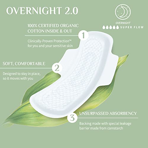 Organyc New and Improved 100% Certified Organic Cotton Overnight Feminine Pads Organyc uk supplements