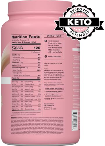 Flat Tummy Tea Meal Replacement Shake – Vanilla, 20 Servings - Plant Based Protein Flat Tummy Tea uk supplements