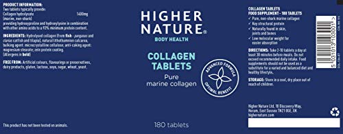 Higher Nature Collagen, High Strength - Pack of 180 (Packaging May Vary) HIGHER NATURE uk supplements
