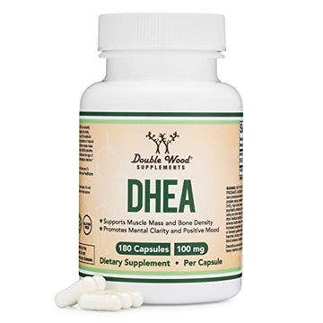 DHEA 100mg | 180 Capsules | Max Strength 6 Month Supply | Third Party Tested | Hormone Double Wood Supplements uk supplements