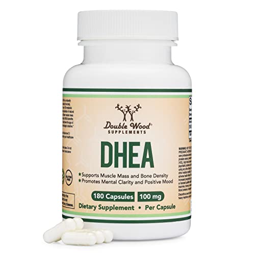 DHEA 100mg | 180 Capsules | Max Strength 6 Month Supply | Third Party Tested | Hormone Double Wood Supplements uk supplements