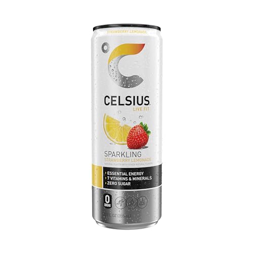 CELSIUS Sparkling Strawberry Lemonade, Functional Essential Energy Drink, 12 Fl Oz CELSIUS uk supplements