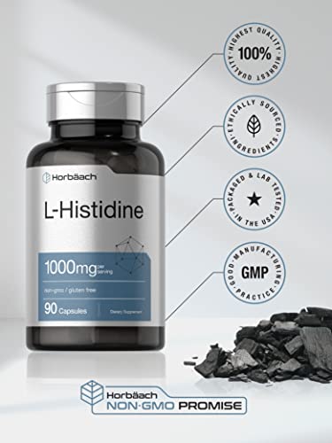 Horbaach L-Histidine 1000mg 90 Capsules | Non-GMO and Gluten Free | Pharmaceutical Horbäach uk supplements
