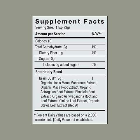 Moon Juice Brain Dust - Adaptogenic Mushroom Supplement for Memory & Focus - Lion’s Mane, Ginkgo Biloba & Ashwagandha - Caffeine-Free, Vegan Brain Supplement - 1.5 oz Moon Juice uk supplements