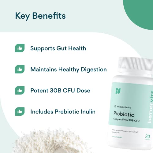 Bettervits Probiotic Complex | 30B CFU | Gut Health | Digestion | Bloating | IBS Bettervits uk supplements