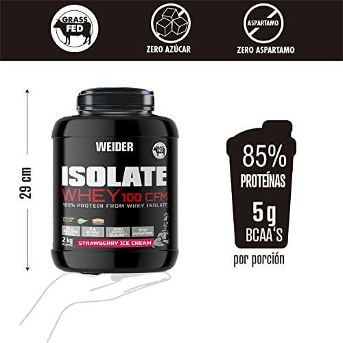 Weider Isolate Whey 100 CFM (2kg) Strawberry Ice Cream Flavour. Protein Powder with 25g Proteins Weider uk supplements
