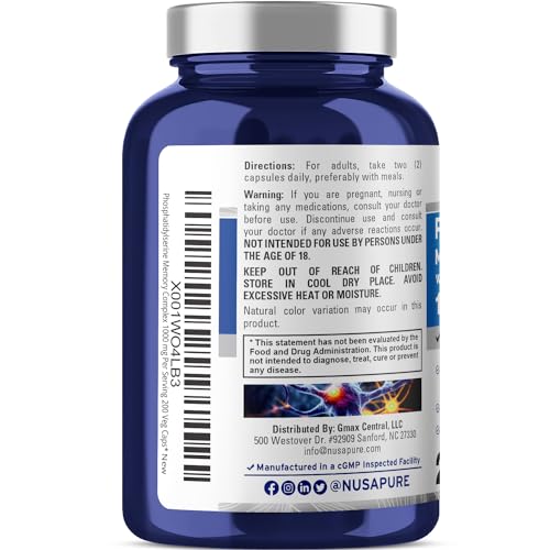 NusaPure Phosphatidylserine Memory Ultimate Complex 1000mg 200 Vegetarian Caps NusaPure uk supplements