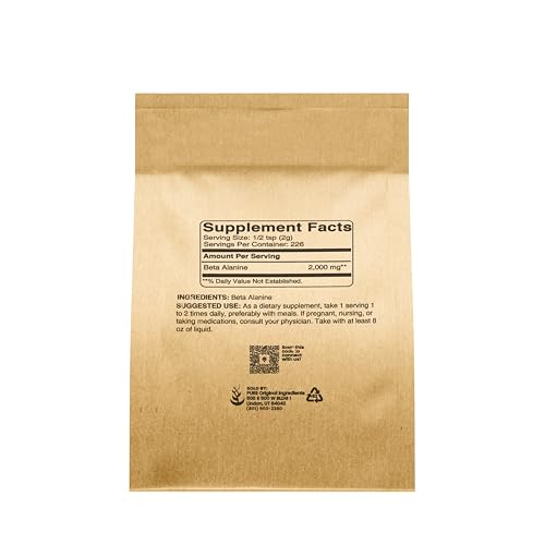 Pure Original Ingredients Beta Alanine Powder Non-GMO, Non-Essential Amino Acid Pure Organic Ingredients uk supplements