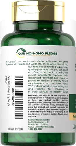 Sea Kelp Iodine Supplement | 225mcg | 300 Tablets | Non-GMO, Gluten Free | Traditional Carlyle uk supplements