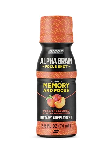 ONNIT Alpha Brain Focus Shot, Peach Flavor, Nootropic Dietary Supplement Drink That Supports Energy, Focus, and Mood, IGEN™ Non-GMO Tested, 2.5 fl oz, 6 Count ONNIT uk supplements