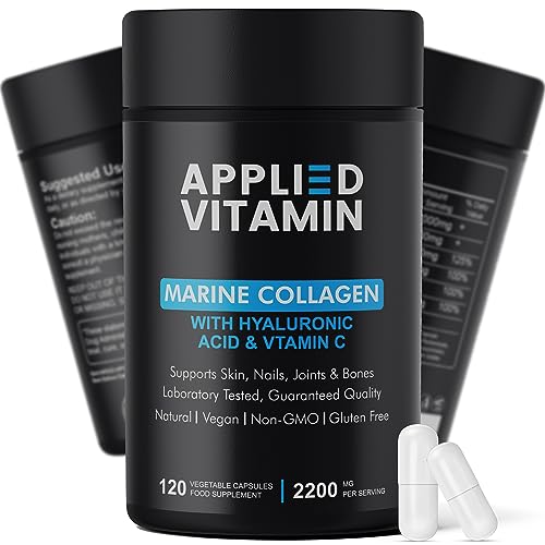 Applied vitamin Marine Collagen Capsules 2000mg-Enhance with Hyaluronic Acid, Zinc, Vitamin C & Biotin 120 Applied Vitamin uk supplements