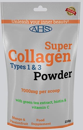 AHS Super Flavoured (Mango & Passionfruit) Collagen Powder 7000MG Per Scoop with Green Tea Extract AHS uk supplements