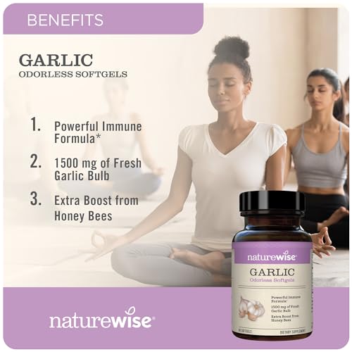 NatureWise Garlic Odorless Softgels 1500mg Support Teeth & Immune System Health NatureWise uk supplements