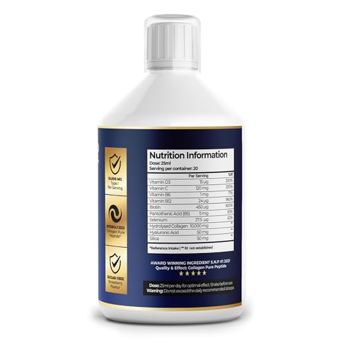 Nutrality Marine Collagen Sugar Free Liquid | Peptides, Hyaluronic Acid, Silica, Biotin, 10000mg Type 1 Nutrality uk supplements